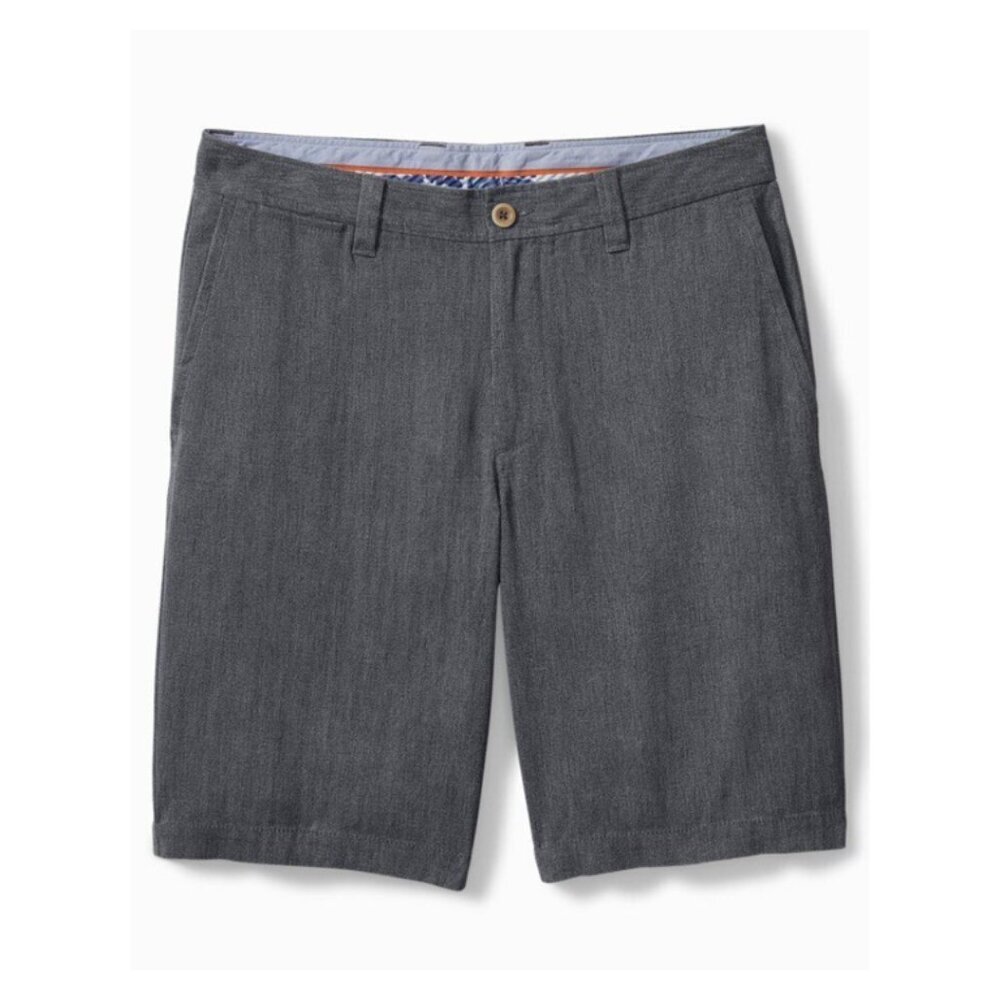 NWT Tommy Bahama Havana Herringbone 10.5-Inch Shorts Ink Silk Blend